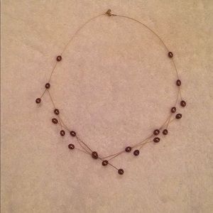 18 inch gold necklace w/ chocolate pearls